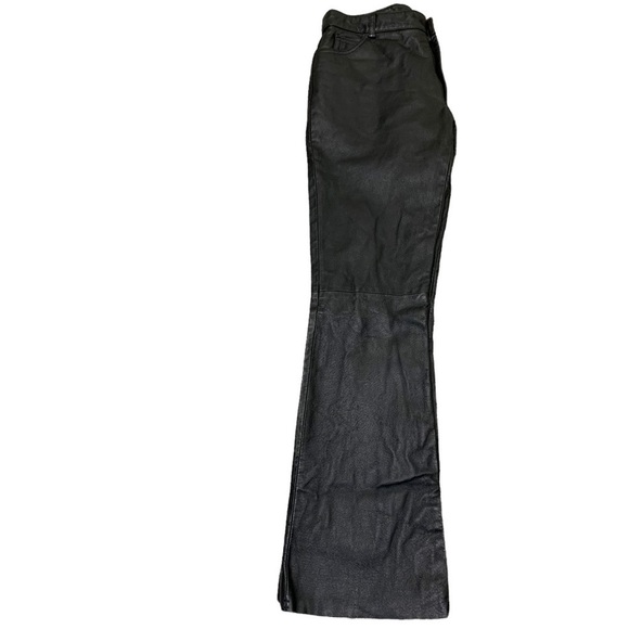 Fairweather Black Genuine Leather Pant Size 10 Motocycle Jeans Style Flare Leg - Picture 4 of 13